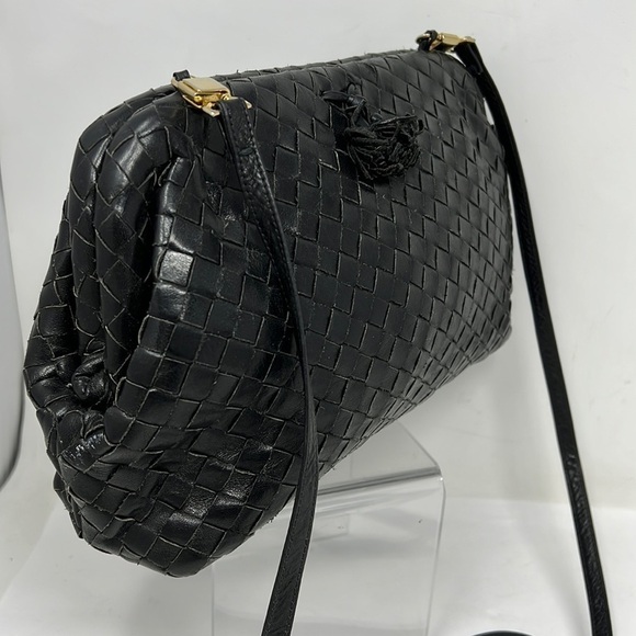 Meyers Vintage Interwoven Leather Shoulder Crossbody Top Frame Clutch Bag